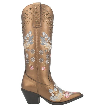 Dingo Womens Poppy Floral Snip Toe Casual Boots Knee High Low Heel 1-2