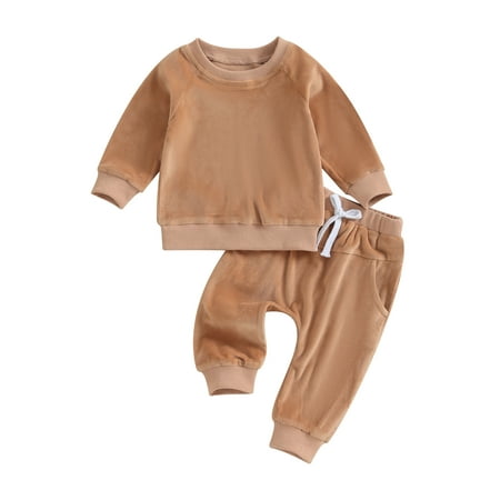 TFFR Toddler Boy Girl Winter Outfits Baby Solid Color Velvet Pullover Elastic Waist Long Pants 2Pcs Set
TFFR Toddler Boy Girl Winter Outfits Baby Solid Color Velvet Pullover Elastic Waist Long Pants 2Pcs Set