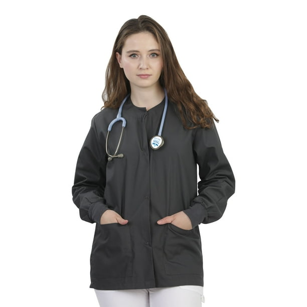 MAZEL UNIFORMS WOMENS SCRUB JACKET WITH KNIT SLEEVES