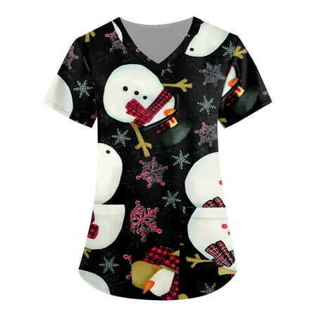 Youmylove Christmas Women Scrubs Top Short Sleeve V-Neck Cartoon Printed Top Nursed Working T-Shirts Blouse With Pockets
Youmylove Christmas Women Scrubs Top Short Sleeve V-Neck Cartoon Printed Top Nursed Working T-Shirts Blouse With Pockets