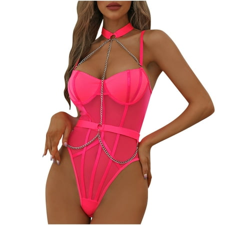 YYDGH Lingerie for Women Sexy Mesh Sheer Teddy Bodysuits Strappy Halter Chain One Piece Babydolls Sleepwear Hot Pink S
YYDGH Lingerie for Women Sexy Mesh Sheer Teddy Bodysuits Strappy Halter Chain One Piece Babydolls Sleepwear Hot Pink S