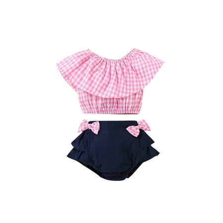 Seyurigaoka 2Pcs Baby Girls Lovely Outfit Elastic Neckline Ruffle Sleeveless Plaid Tops + Bowknot Shorts
Seyurigaoka 2Pcs Baby Girls Lovely Outfit Elastic Neckline Ruffle Sleeveless Plaid Tops + Bowknot Shorts