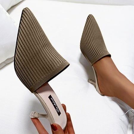 Fashion Womens High Heels Breathable Slip On Shoes Casual Sandals