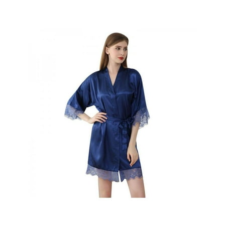 Luxsea Ladies Summer Thin Silk Bathrobe Knee-length Pure Color Lace 4/3 Sleeve Morning Gown
Luxsea Ladies Summer Thin Silk Bathrobe Knee-length Pure Color Lace 4/3 Sleeve Morning Gown