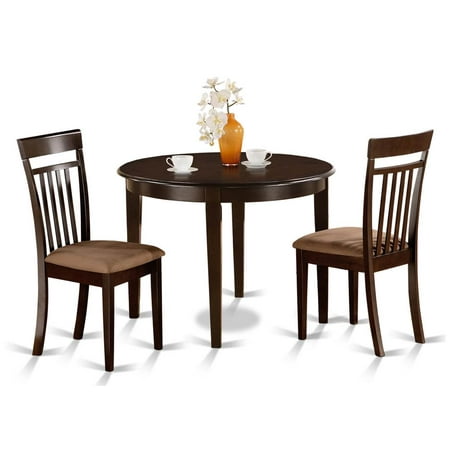 3-Pc Upholstered Round Dining Table Set