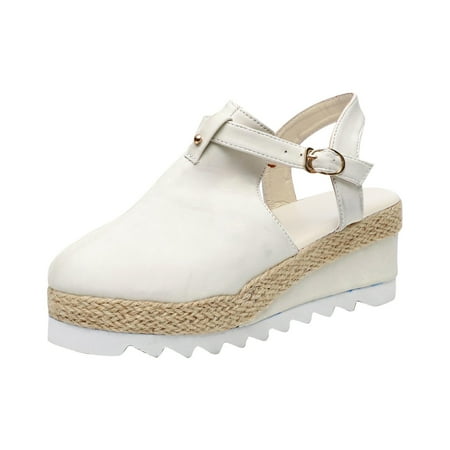 Juebong Women Sandals Vintage Wedge Buckle Strap Straw Thick Bottom Flats Female Shoes Beige Size 9.5-10
Juebong Women Sandals Vintage Wedge Buckle Strap Straw Thick Bottom Flats Female Shoes Beige Size 9.5-10