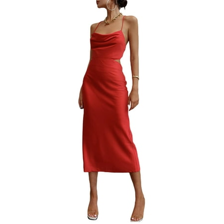 allshope Women Tie-up Backless Dress Adults Solid Color Cowl Neck Cross Strap One-piece
allshope Women Tie-up Backless Dress Adults Solid Color Cowl Neck Cross Strap One-piece