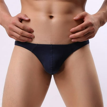 DENGDENG Men s Sexy Lingerie Briefs Thong Pouch Soft Low Rise Cotton G-String Solid Breathable Underwear