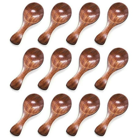 

NUQUQU Small Wooden Spoon 10PCS Ice Cream Salt Spoons Honey Coffee Tea Sugar Salt Jam Mustard Spoons Round Spoon