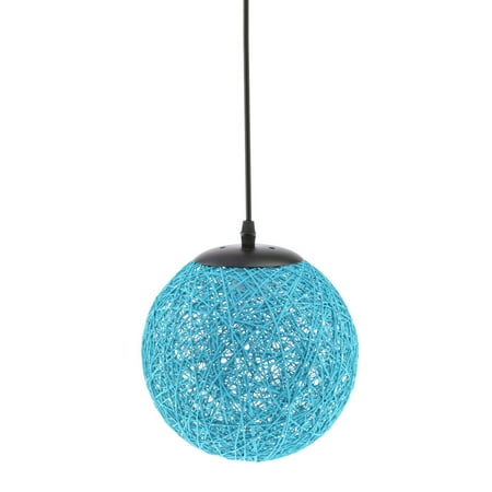 Blue Rattan Ball Ceiling Pendant Lampshade for Home Bar Restaurant Deco E27