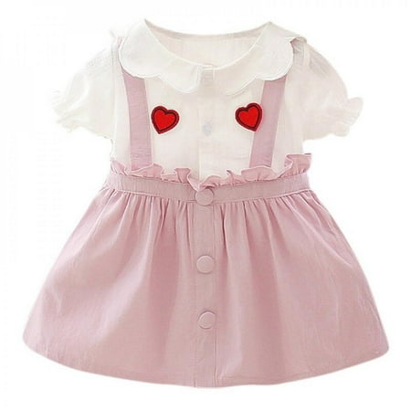 Mjbaby Summer Baby Girl Princess Dress Fake 2 Piece Toddler Heart Pattern Short Sleeve Cotton Sundress
Mjbaby Summer Baby Girl Princess Dress Fake 2 Piece Toddler Heart Pattern Short Sleeve Cotton Sundress