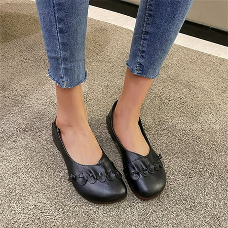 Cathalem Womens Shoes Low Heels Casual Ladies Fashion Solid Color Leather Lace Breathable Shallow Casual Shoes for Women Office Black 8
Cathalem Womens Shoes Low Heels Casual Ladies Fashion Solid Color Leather Lace Breathable Shallow Casual Shoes for Women Office Black 8
