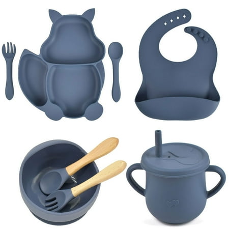 Baby Feeding Set 8pcs Food-grade Silicone Baby Tableware Set Learn to Eat on Your Own Infant Dinnerware Set Blue
Baby Feeding Set 8pcs Food-grade Silicone Baby Tableware Set Learn to Eat on Your Own Infant Dinnerware Set Blue