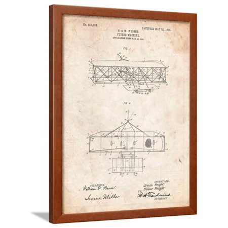 Wright Brother's Aeroplane Patent Framed Print Wall Art By Cole Borders
