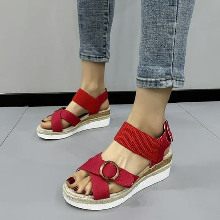Lolmot Wedge Sandals for Women Open Toe Cross Strappy Wedges Ankle Heels Buckle Platform Sandals Summer Boho Dress Beach Shoes for Women on Clearance
Lolmot Wedge Sandals for Women Open Toe Cross Strappy Wedges Ankle Heels Buckle Platform Sandals Summer Boho Dress Beach Shoes for Women on Clearance