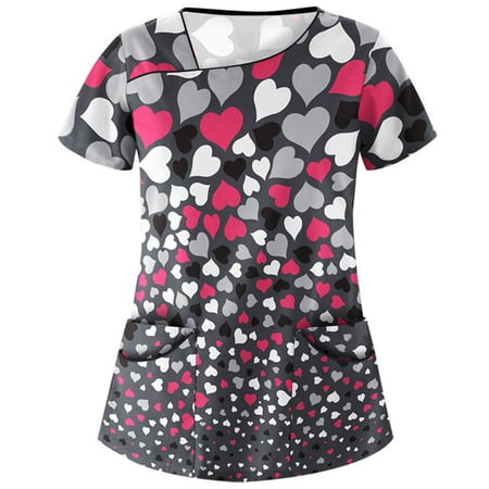 Zeceouar Scrubs Tops For Women Designs Plus Size Scrub Shirts V-Neck Printing Short Sleeve Nursing Working Uniform Tops With Pocket
Zeceouar Scrubs Tops For Women Designs Plus Size Scrub Shirts V-Neck Printing Short Sleeve Nursing Working Uniform Tops With Pocket