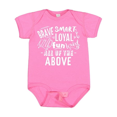 Inktastic Brave Smart Loyal Kind Fun Loved All of the Above Boys or Girls Baby Bodysuit
Inktastic Brave Smart Loyal Kind Fun Loved All of the Above Boys or Girls Baby Bodysuit