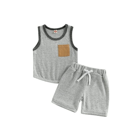 Suanret Toddler Baby Boys Summer Outfits Sleeveless O Neck Contrast Color Vest Solid Color Drawstring Shorts Sets Gray 18-24 Months
Suanret Toddler Baby Boys Summer Outfits Sleeveless O Neck Contrast Color Vest Solid Color Drawstring Shorts Sets Gray 18-24 Months