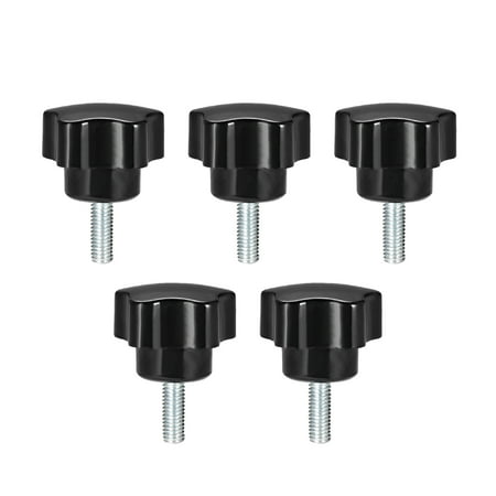 Uxcell M6 x 25mm Male Thread 24mm Head Star Knobs Zinc Plated Black 5 Pack