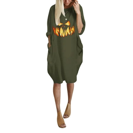 Merqwadd Women Halloween Dress Sleepwear Ghost Face Print Long Sleeve Crew Neck Side Pocket Cozy Sleep Dress Nightshirt Loungwear
Merqwadd Women Halloween Dress Sleepwear Ghost Face Print Long Sleeve Crew Neck Side Pocket Cozy Sleep Dress Nightshirt Loungwear