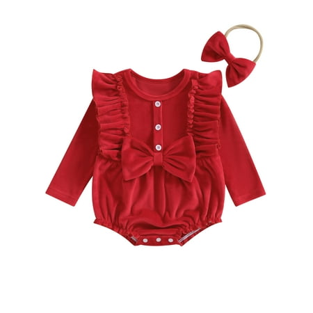Liacowi 0-18M Christmas Infant Baby Girls Clothes Set Long Sleeve Crew Neck Ruffle Button Romper Headband Newborn Girls 2 Piece Fall Christmas Outfit 
Liacowi 0-18M Christmas Infant Baby Girls Clothes Set Long Sleeve Crew Neck Ruffle Button Romper Headband Newborn Girls 2 Piece Fall Christmas Outfit