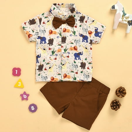 Yubatuo Toddler Baby Kids Boys Character T-shirt Solid Shorts Gentlement Outfits Set Brown 90
Yubatuo Toddler Baby Kids Boys Character T-shirt Solid Shorts Gentlement Outfits Set Brown 90