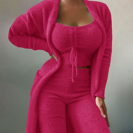 Leesechin Womens Nightgown Casual Solid Vests and Long Sleeve Overcoat Tops and Long Pants Suits Nightwear 3-piece Set on Clearance
Leesechin Womens Nightgown Casual Solid Vests and Long Sleeve Overcoat Tops and Long Pants Suits Nightwear 3-piece Set on Clearance