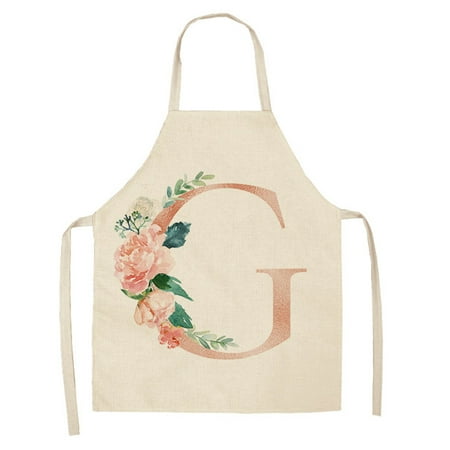 

JANGSLNG Letter A to Z Alphabet Pattern Kitchen Apron Sleeveless Cooking Cleaning Tools