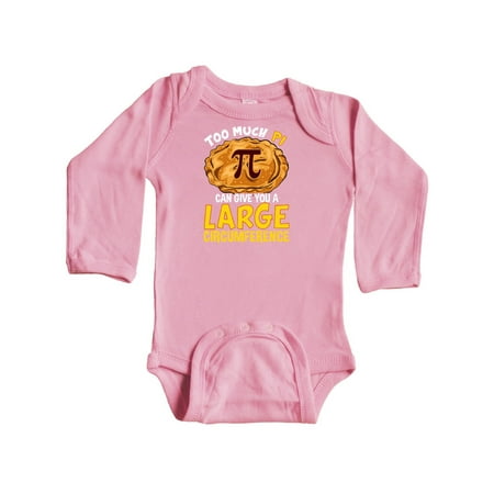 Inktastic Pi Day Too Much Pie Gift Baby Boy or Baby Girl Long Sleeve Bodysuit