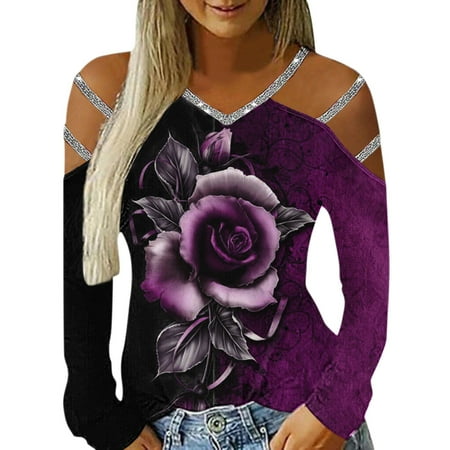 Pianpianzi Long Sleeve V Neck Polyester Scrub Shirts Women Long Sleeve V Neck Top Women s Casual Rose Printed Top V Neck Off Shoulder Long Sleeve T-Shirt Blouse Top
Pianpianzi Long Sleeve V Neck Polyester Scrub Shirts Women Long Sleeve V Neck Top Women s Casual Rose Printed Top V Neck Off Shoulder Long Sleeve T-Shirt Blouse Top