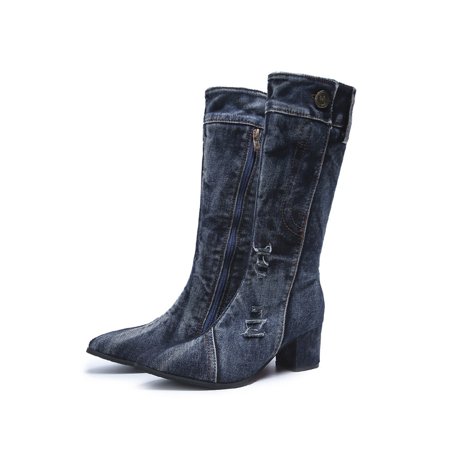 Fangasis Women Breathable Denim Boot Sexy Comfort Mid Calf Boots Party Casual Side Zip Shoes Blue 7
Fangasis Women Breathable Denim Boot Sexy Comfort Mid Calf Boots Party Casual Side Zip Shoes Blue 7