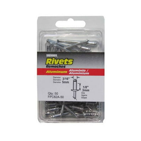1 PC-Surebonder FPC62A-50 Short Aluminum Rivet 3/16 Dia. 50-Pack