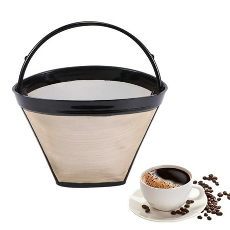 Cone-Style Reusable Coffee Filter 10-12 Cup Permanent Coffee Maker Machine Filter Gold Mesh with Handle Cafe Coffees Tools
Cone-Style Reusable Coffee Filter 10-12 Cup Permanent Coffee Maker Machine Filter Gold Mesh with Handle Cafe Coffees Tools