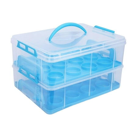 Muffin Stackable Cake with Handle and Lid Cupcake Carrier Storage for Desserts 2 Tiers