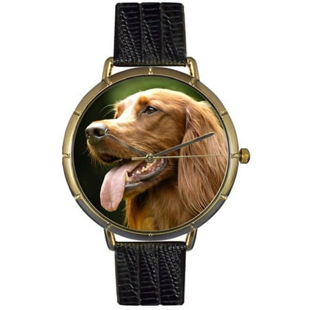 Whimsical Watches Womens N0130047 Irish Setter Black Leather And Goldtone Photo Watch