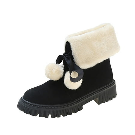 Suede Chunky heel Boots for Women with Bow Tie Ladies Fashion Suede Bowknot Wool Ball Decorative Medium Boots Coarse Heel Plush Coarse Heel Cotton Boots Black
Suede Chunky heel Boots for Women with Bow Tie Ladies Fashion Suede Bowknot Wool Ball Decorative Medium Boots Coarse Heel Plush Coarse Heel Cotton Boots Black