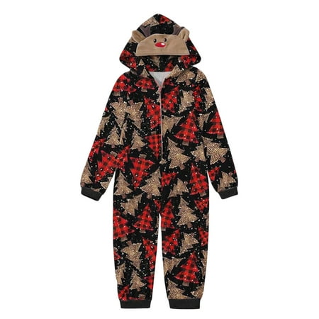 Family Christmas Pjs Matching Sets Jumpsuit Onesie with Hood Christmas Pajamas for Family Holiday Xmas Sleepwear