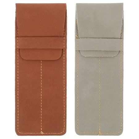 2pcs Leather Pen Sleeve Two-pen Holder Pouch Fountain Pen Ballpoint Pen Sleeve