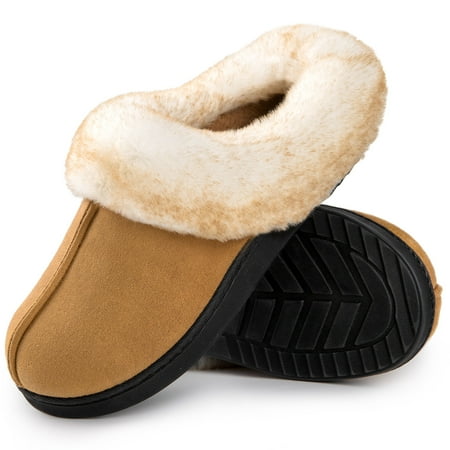 HomeTop Women s Classic Suede Memory Foam Slippers Durable Sole with Warm Faux Fur Collar
HomeTop Women s Classic Suede Memory Foam Slippers Durable Sole with Warm Faux Fur Collar