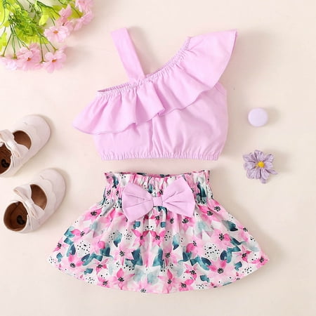 Binmer Toddler Baby Girls Off Shoulderr Ruffles Suspenders Top Flowers Print Skirt Suit
Binmer Toddler Baby Girls Off Shoulderr Ruffles Suspenders Top Flowers Print Skirt Suit