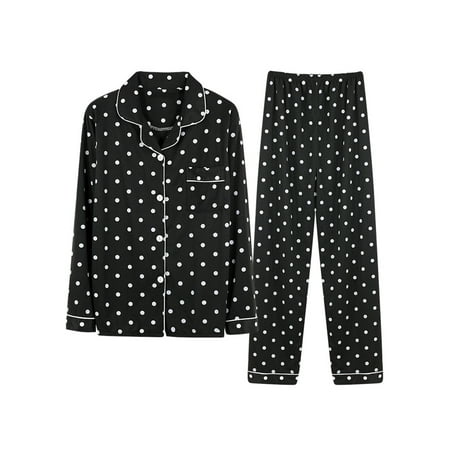 MAWCLOS Women Sleepwear Long Sleeve Nightwear Lapel Pajamas Sets Casual Button Down Lounge Set Home Clothes Black L
MAWCLOS Women Sleepwear Long Sleeve Nightwear Lapel Pajamas Sets Casual Button Down Lounge Set Home Clothes Black L