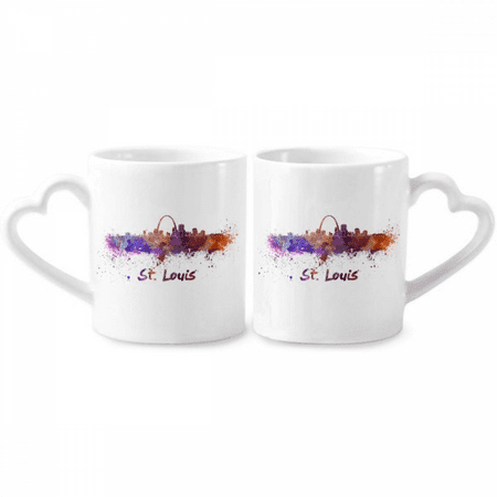 St.Louis America City Watercolor Couple Porcelain Mug Set Cerac Lover Cup Heart Handle
St.Louis America City Watercolor Couple Porcelain Mug Set Cerac Lover Cup Heart Handle