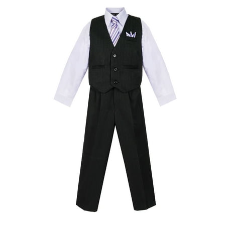 Avery Hill Boys 4 Piece Pinstripe Vest Set (Toddler Little Boys Big Boys)