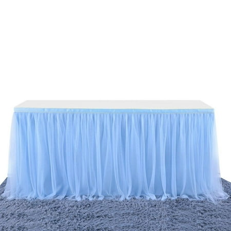 

Clearance! 6/9/14Ft Tulle Table Skirt Rectangular Or Round Table Decoration Cloth Cover For Baby Gender Reveal Wedding Birthday Party Table