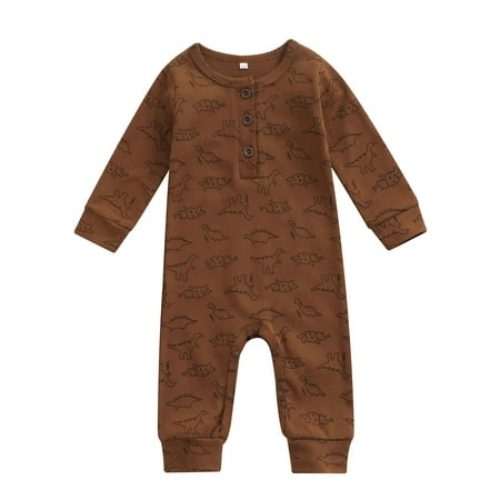 Frobukio Kids Baby Boys Girls Romper Dinosaur Print O-Neck Long Sleeve Jumpsuit with Buttons for Spring Fall Coffee 18-24 Months
Frobukio Kids Baby Boys Girls Romper Dinosaur Print O-Neck Long Sleeve Jumpsuit with Buttons for Spring Fall Coffee 18-24 Months