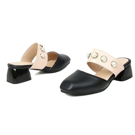 Women s Shoes Pearl Slip-on Sandals Square Mid Heel Round Toe Casual Plaid Slippers
Women s Shoes Pearl Slip-on Sandals Square Mid Heel Round Toe Casual Plaid Slippers