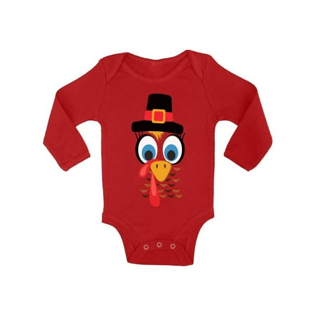 Awkward Styles Thanksgiving Bodysuit Turkey Face Baby Romper