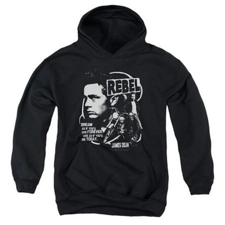 Trevco Dean-Rebel Cover - Youth Pull-Over Hoodie - Black, Medium