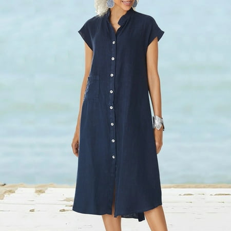 Jsaierl Linen Dresses for Women Short Sleeve Summer Plus Size Maxi Dress Loose Fit Solid Color Round Neck Dress Breathable Flowy Dresses 2023
Jsaierl Linen Dresses for Women Short Sleeve Summer Plus Size Maxi Dress Loose Fit Solid Color Round Neck Dress Breathable Flowy Dresses 2023