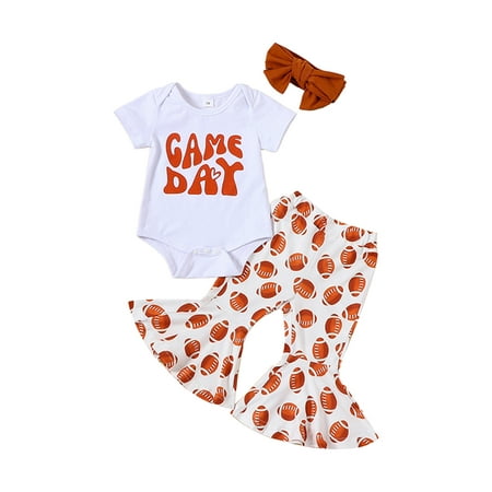 xkwyshop Cute Baby Girls Baseball Outfit Short Sleeve Letters Romper Rugby Print Flared Pants Headband 3Pcs Sets Brown
xkwyshop Cute Baby Girls Baseball Outfit Short Sleeve Letters Romper Rugby Print Flared Pants Headband 3Pcs Sets Brown